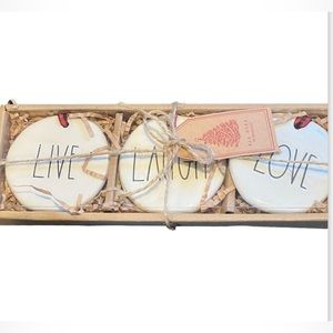 Rae Dunn Christmas‎ Holiday Live Laugh Love Ornament Set Brand New in Box